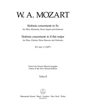 Sinfonia concertante for Oboe Clarinet Horn Bassoon and Orchestra E-flat major K. Anh. I9 (297b) by Mozart Wolfgang Amadeus for