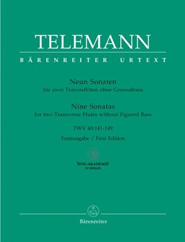 9 Sonatas by Telemann Georg Philipp for Flute Duet (Urtext)