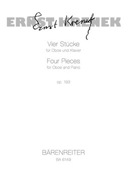 vier pieces for oboe and Piano op. 193 (1966) by Krenek Ernst for Ob/Piano