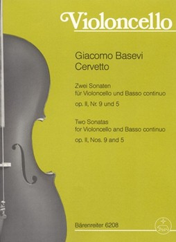 Zwei Sonaten fur Violoncello und Basso continuo oder 2 Violoncelli Nr. 5 und 9 by Cervetto Giacobbe for Cello and Piano