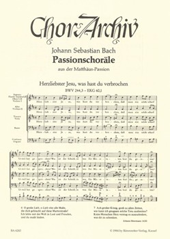 Passionschorale BWV 244 (aus der Matthaus-Passion) by Bach Johann Sebastian for Mixed Choir
