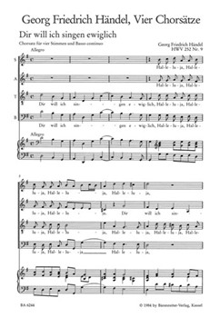 Vier Chorsatze by Handel George Frideric for Mixed Choir