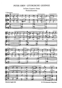 In Festo Corporis Christi - Proprium zum Fronleichnamsfest: Cibavit eos / Mit bestem Weizen nahrt Er by Eben Petr for Ch/Org