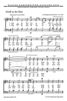 drei geistliche Liedsatze -Bach C.Ph.E.: GroS ist der Herr - Beethoven L.v.: Gott ist mein Lied - by for Mixed Choir