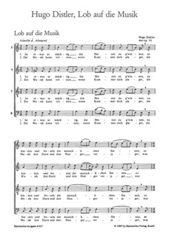 Lob auf die Musik fur vier- to sechsstimmigen Chor -funf Satze- (aus "Neues Chorliederbuch" op. 16 ( by Distler Hugo for Mixed Choir