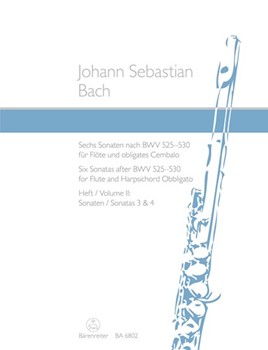 Six Sonatas after BWV 525-530 for Flute and Harpsichord Obbligato -Volume II: Sonatas 3 and 4- by Bach Johann Sebastian for Fl/Harpisc