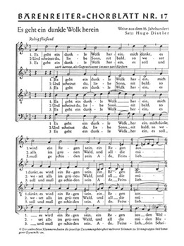 Es geht ein dunkle Wolk herein -Liedsatz- by Distler Hugo for Mixed Choir