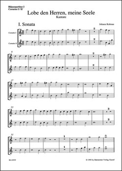 Lobe den Herren meine Seele -Psalm 103- (Musik der Thomaskantoren zu Leipzig) by Kuhnau Johann for SSolo/TSol