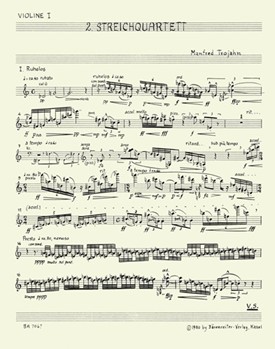 String Quartet mit Klarinette und Mezzosopran Nr. 2 (1979/1980) -drei Gedichte von Georg Trakl- by Trojahn Manfred for 2V/Va/Vc/c