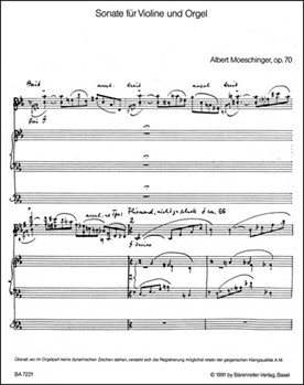 Sonate fur Violine und Orgel op. 70 (1945) by Moeschinger Albert for V/Org