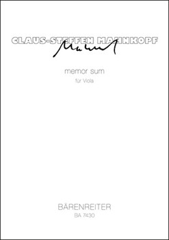 Memor sum fur Viola (1989) by Mahnkopf Claus-Steffen for va-Solo