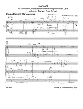 Madrigal fur Violoncello vier Wind Instruments und Mixed Choir (1995) by Kelterborn Rudolf for Mixed Choir