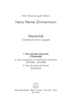 Marienlob: I. Das orthodoxe Marienlob (2003) by Zimmermann Heinz W for TTB