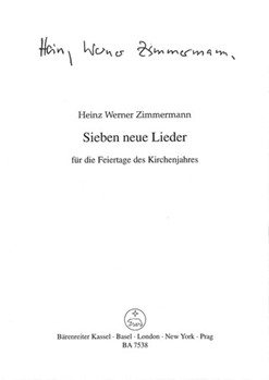 sieben neue Lieder fur die Feiertage des Kirchenjahres by Zimmermann Heinz W for Mixed Choir