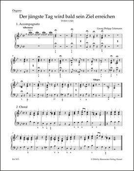 The last of Days shall reach its destination TVWV 1:301 -Cantata for the Second Advent- by Telemann Georg Philipp for