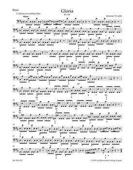 Gloria RV 589 by Vivaldi Antonio Lucio for Cello/Bass