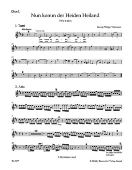 Come thou of man the Saviour TWV 1:1174 -Cantata for the First Sunday of Advent- by Telemann Georg Philipp for