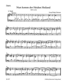 Come thou of man the Saviour TWV 1:1174 -Cantata for the First Sunday of Advent- by Telemann Georg Philipp for