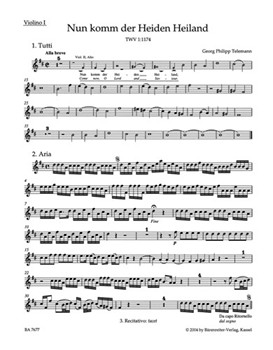 Come thou of man the Saviour TWV 1:1174 -Cantata for the First Sunday of Advent- by Telemann Georg Philipp for