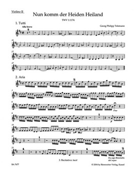 Come thou of man the Saviour TWV 1:1174 -Cantata for the First Sunday of Advent- by Telemann Georg Philipp for