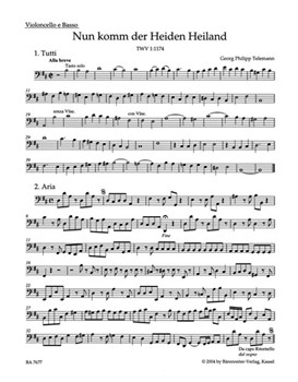 Come thou of man the Saviour TWV 1:1174 -Cantata for the First Sunday of Advent- by Telemann Georg Philipp for