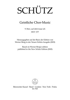 Herr auf dich traue ich SWV 377 -Motet- (No. 9 from "Geistliche Chor-Music") by Schutz Heinrich for Cantus/Qui