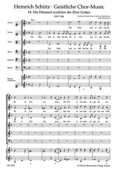 Die Himmel erzahlen die Ehre Gottes SWV 386 -Motet- (No. 18 from "Geistliche Chor-Music") by Schutz Heinrich for Cantus/Sex