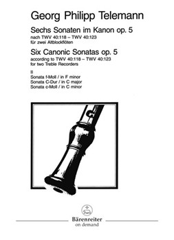 6 Sonaten im Kanon op. 5 TWV 40:118-123 (Heft 2) by Telemann Georg Philipp - Harras Manfred - for 2Recorder-