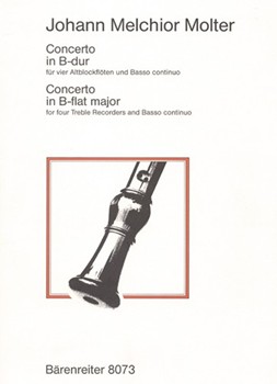 Concerto B-Dur (original A-Dur) by Molter Johann Melch for 4Recorder-