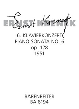 sechste Klaviersonate op. 128 (1951) by Krenek Ernst for Piano