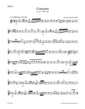 Concerto In G Minor Opus 4 #1 by Handel George Frideric for Oboe I (Op 4 / 1)