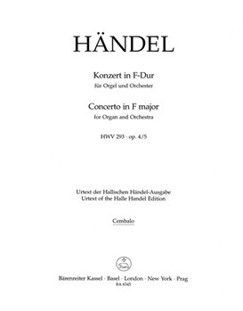 Concerto for Organ and Orchestra F major op. 4/5 HWV 293 by Handel George Frideric for