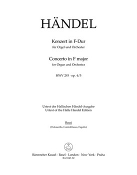 Concerto for Organ and Orchestra F major op. 4/5 HWV 293 by Handel George Frideric for