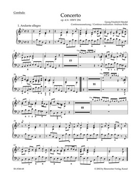 Concerto for Organ and Orchestra B-flat major op. 4/6 HWV 294 by Handel George Frideric for