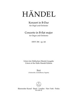 Concerto for Organ and Orchestra B-flat major op. 4/6 HWV 294 by Handel George Frideric for