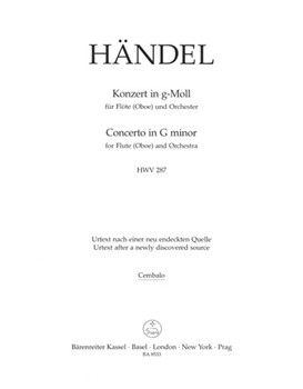Concerto for Flute (Oboe) and Orchestra G minor HWV 287 -Urtext based on newly found source- by Handel George Frideric for