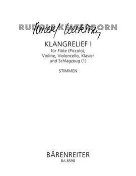 Klangrelief I fur Flote (Piccolo) Violine Violoncello Klavier und Schlagzeug (1) (2000/2001) by Kelterborn Rudolf for Fl/Fl-Piccolo