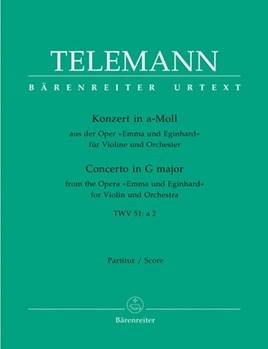 Concerto for Violin and Orchestra A minor TWV 51:a 2 (From the opera "Emma und Eginhard") by Telemann Georg Philipp for V-Solo/Str