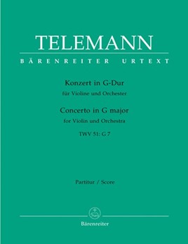 Concerto for Violin and Orchestra G major TWV 51:G 7 by Telemann Georg Philipp for V-Solo/Str