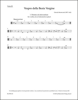 Vespro della Beata Vergine "Marienvesper" by Monteverdi Claudio for