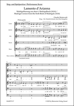 Lamento d'Arianna for 5 parts (SSATB) and basso continuo