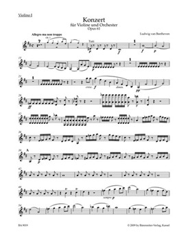 Concerto for Violin and Orchestra D major op. 61 by Beethoven Ludwig van for