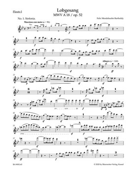 Lobgesang / Hymn of Praise op. 52 MWV A 18 -A Symphony-Cantata after Texts from the Holy Scriptures- by Mendelssohn Bartholdy Felix for