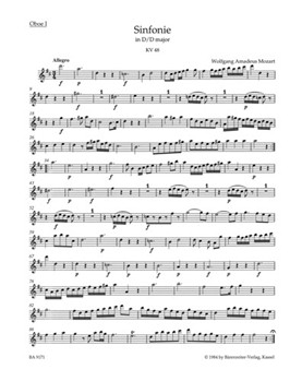 Symphony Nr. 8 D major K. 48 by Mozart Wolfgang Amadeus for