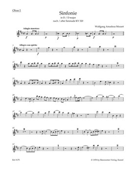 Symphony D major (based on Serenade K. 320) by Mozart Wolfgang Amadeus for