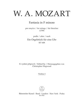 fantasie fur Streicher f-Moll (1799) (nach "Ein Orgelstuck fur eine Uhr KV 608") by Mozart Wolfgang Amadeus for