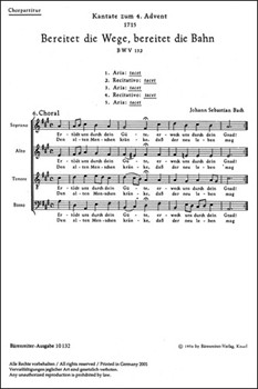 Bereitet die Wege bereitet die Bahn BWV 132 -Cantata for the 4th Sunday of Advent- by Bach Johann Sebastian for SSolo/ASol