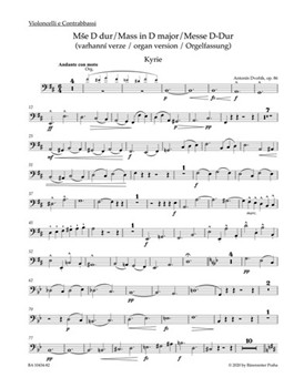Mass in D major op. 86 (Organ version) by Dvorak Antonin for