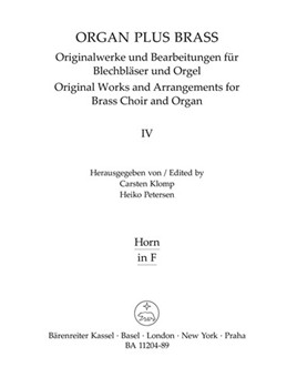 organ plus brass Band IV: Cathedral Sounds (Arrangements for brass choir and organ) by Stanford Sir Charles Villiers - Klomp Carsten - for