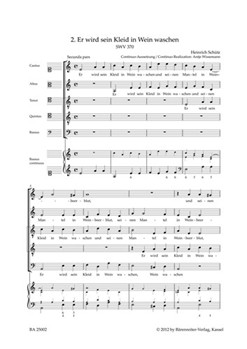 Er wird sein Kleid in Wein waschen. Secunda pars SWV 370 -Motet- (No. 2 from "Geistliche Chor-Music") by Schutz Heinrich for MixCh(SATTB)Bass Clefadlib